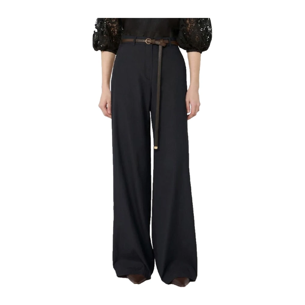 Max Mara Studio Mstfarea Wide Trousers - Female - Wide Trousers - Black - Xs - Trousers