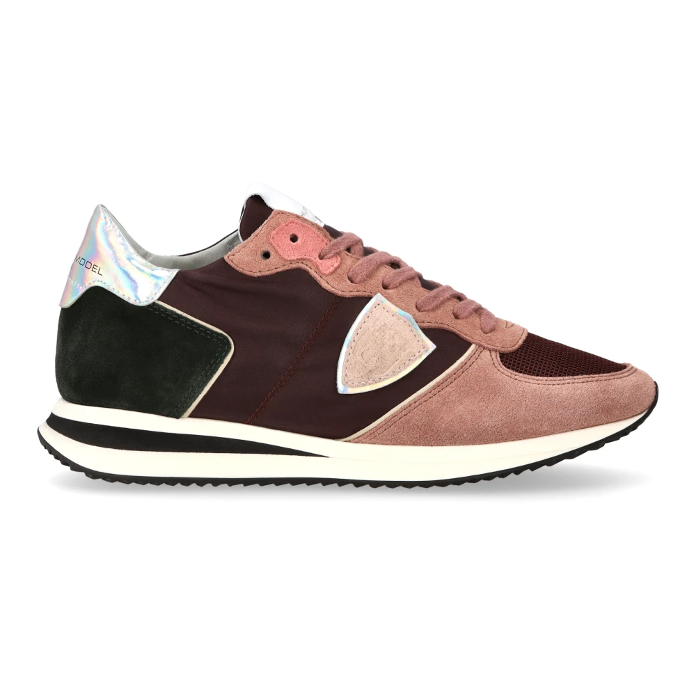 Philippe Model Burgundy Pink Nylon Leren Sneakers voor Dames Multicolor Dames