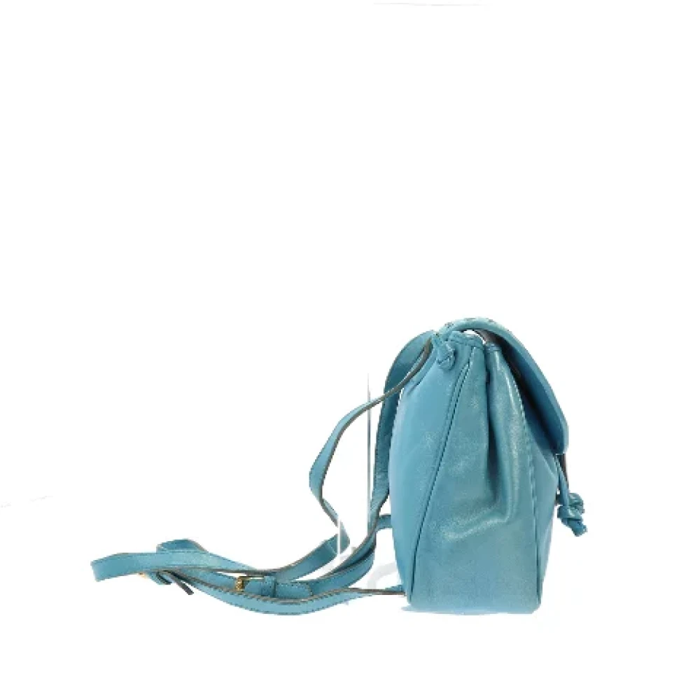 Bottega Veneta Vintage Pre-owned Leather backpacks Blue Dames