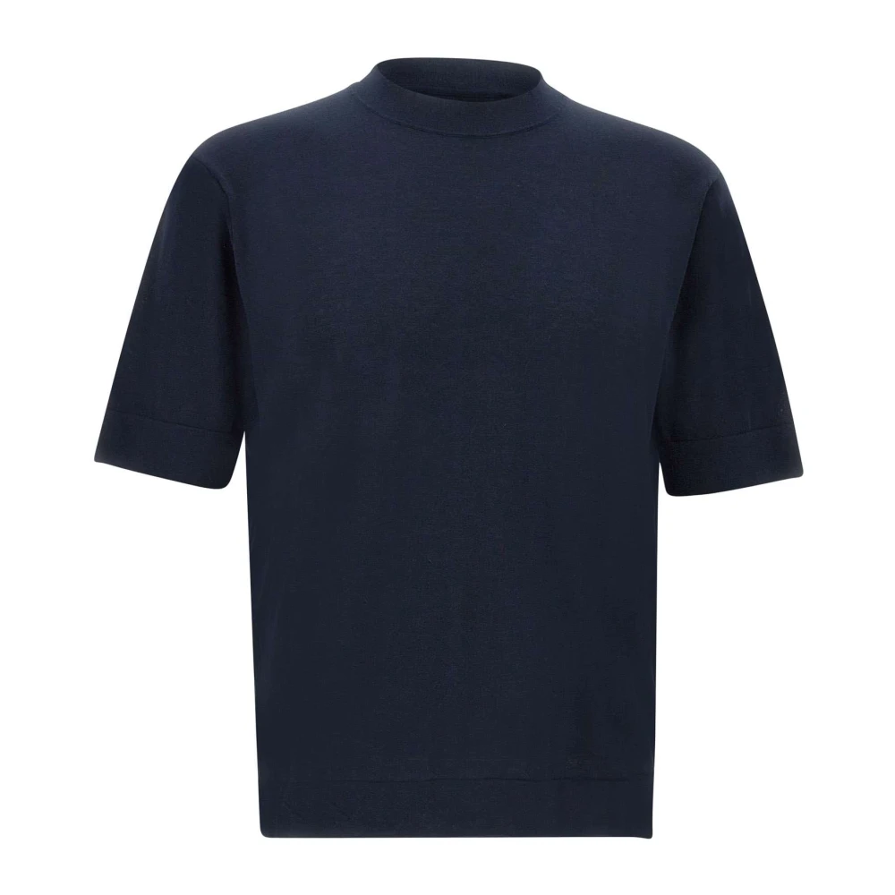 Filippo De Laurentiis Heren Katoenen T-shirt Blauw Ronde Hals Blue Heren