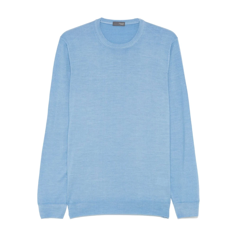 Drumohr Blauwe Geribbelde Trui Lange Mouwen Blue Heren