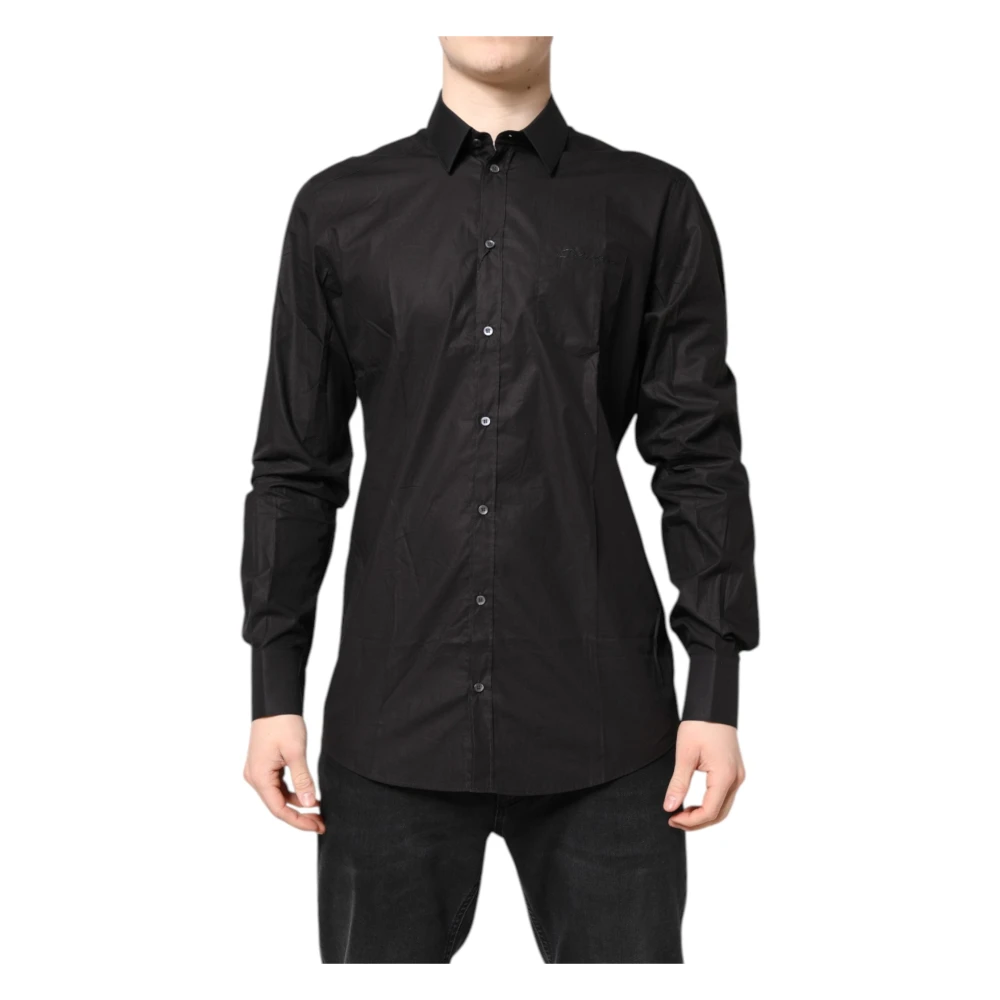 Dolce & Gabbana Black GOLD Cotton Collared Formal Dress Shirt - IT38 | XS - Image 2