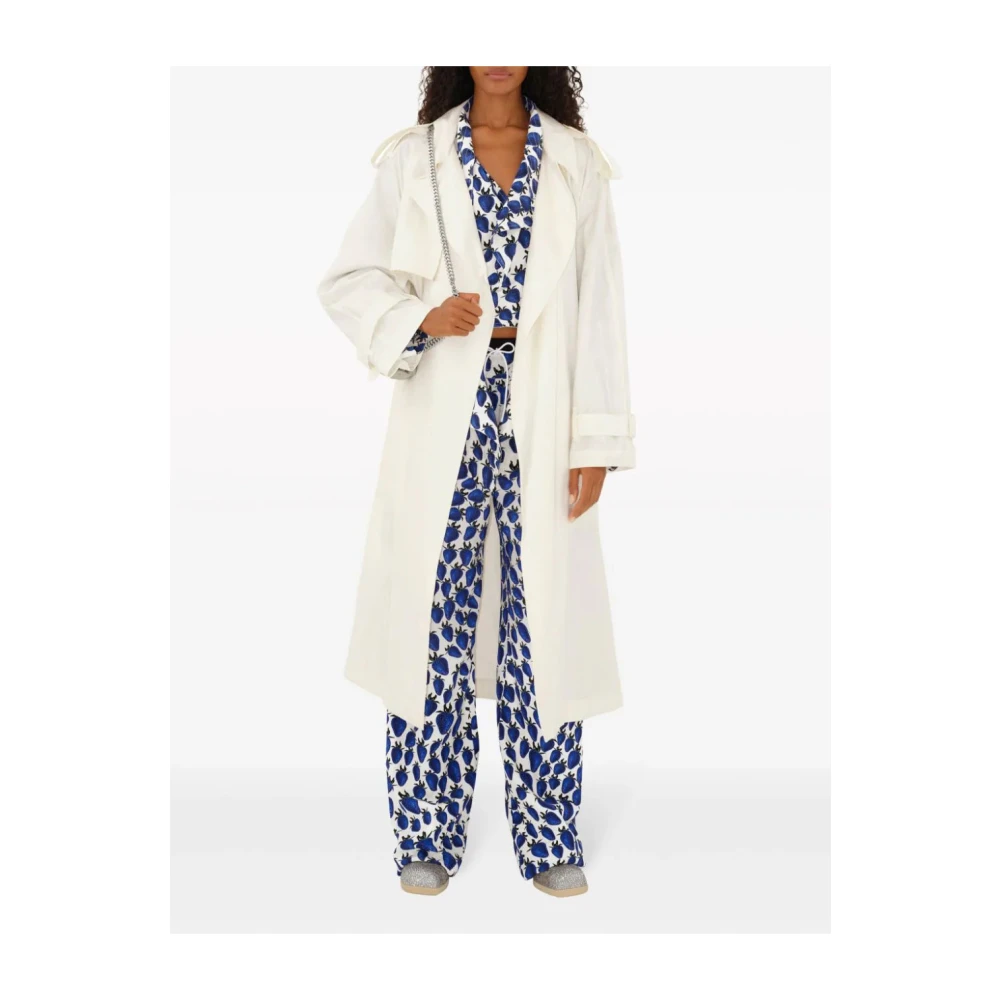 Burberry Graan Gabardine Trench Coat White Dames