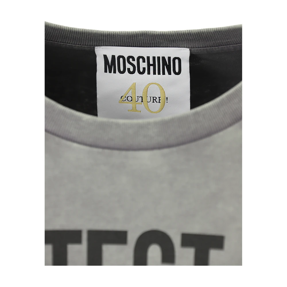Moschino Mode Systeem Print Protect Me T-Shirt Gray Heren