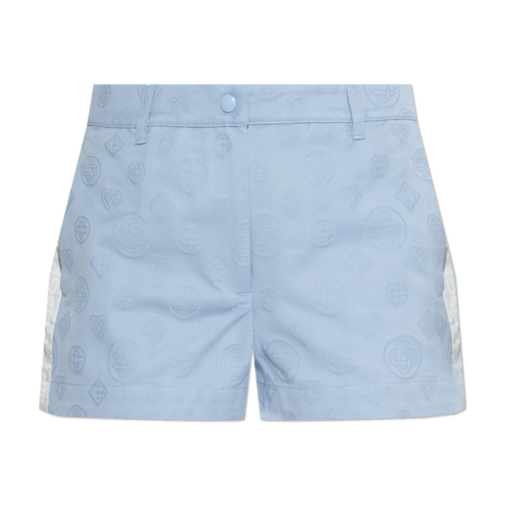Casablanca Women's Blue Short Shorts, M, Monogram Mini Shorts
