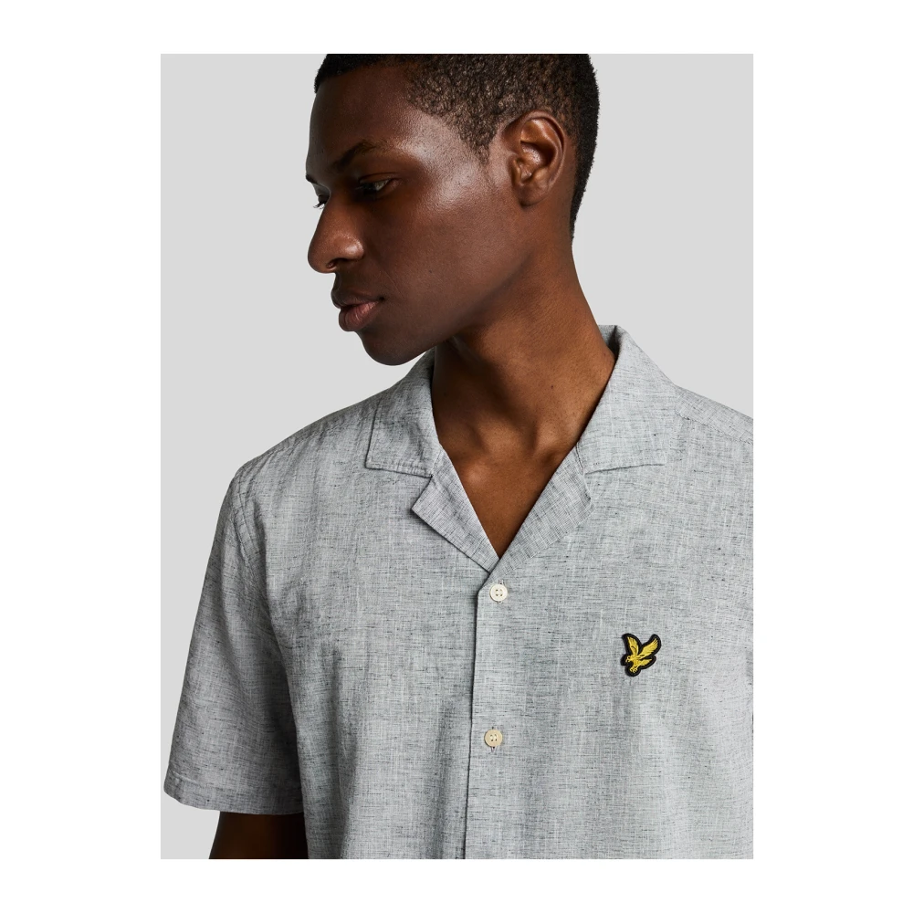 Lyle & Scott LS Geweven Overhemden Linnenmix Oxford Revere Overhemd Gray Heren