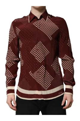 Dotted Silk Long Sleeve Casual Shirt