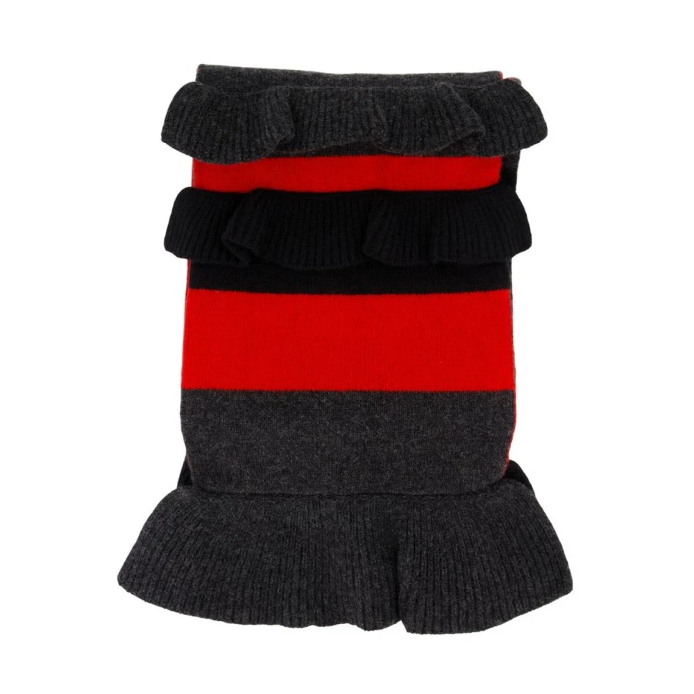 Simone Rocha Black Striped Knit Scarf With Ruffles - Unisex - Winter Scarves - One Size - Accessories