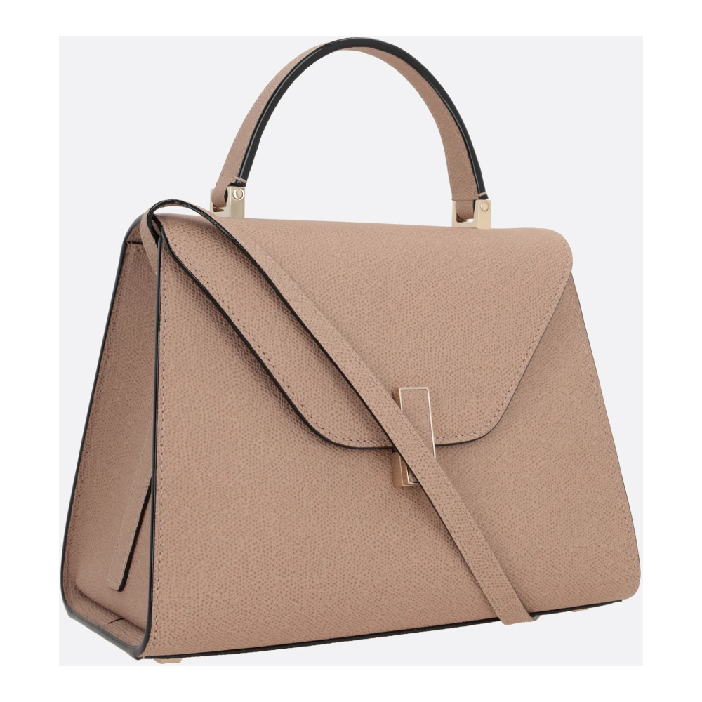 Valextra Beige Gehamerd Leren Handtas met Licht Gouden Hardware Beige Dames