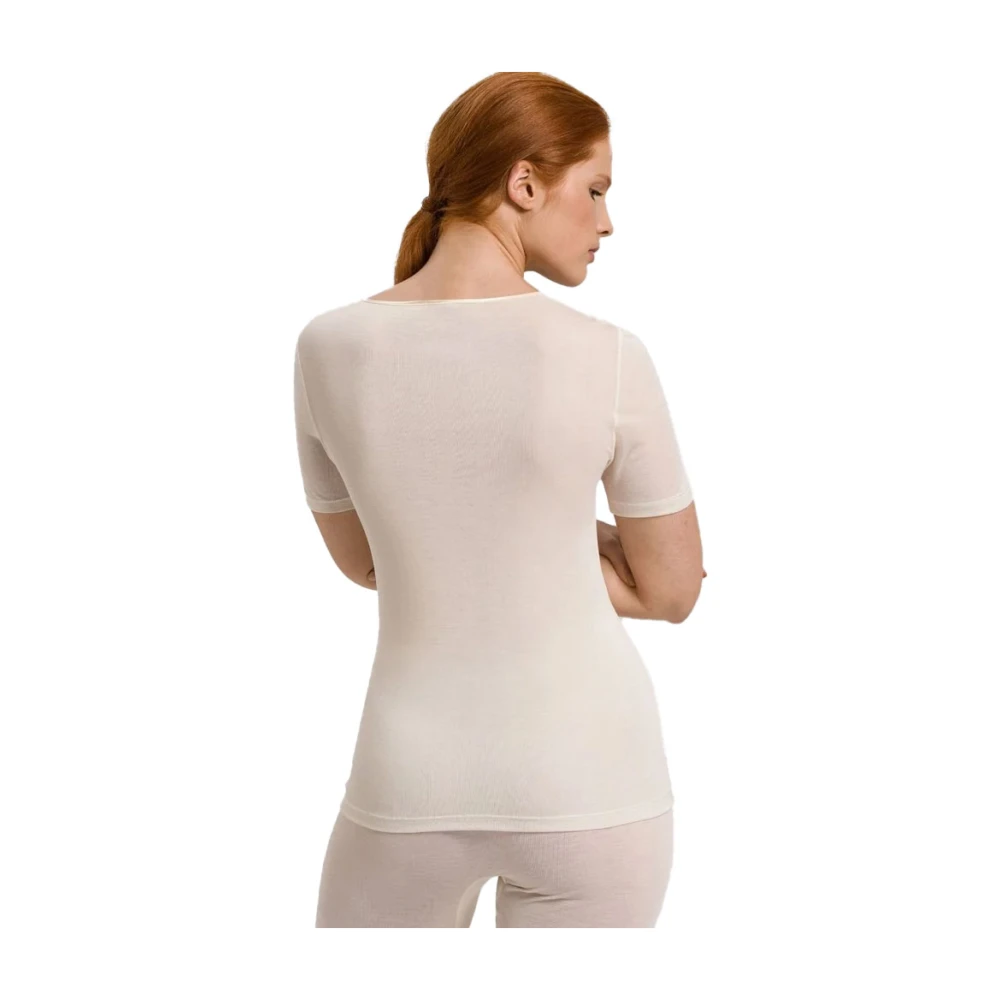 Hanro Zijden T-shirt Bleke Room White Dames