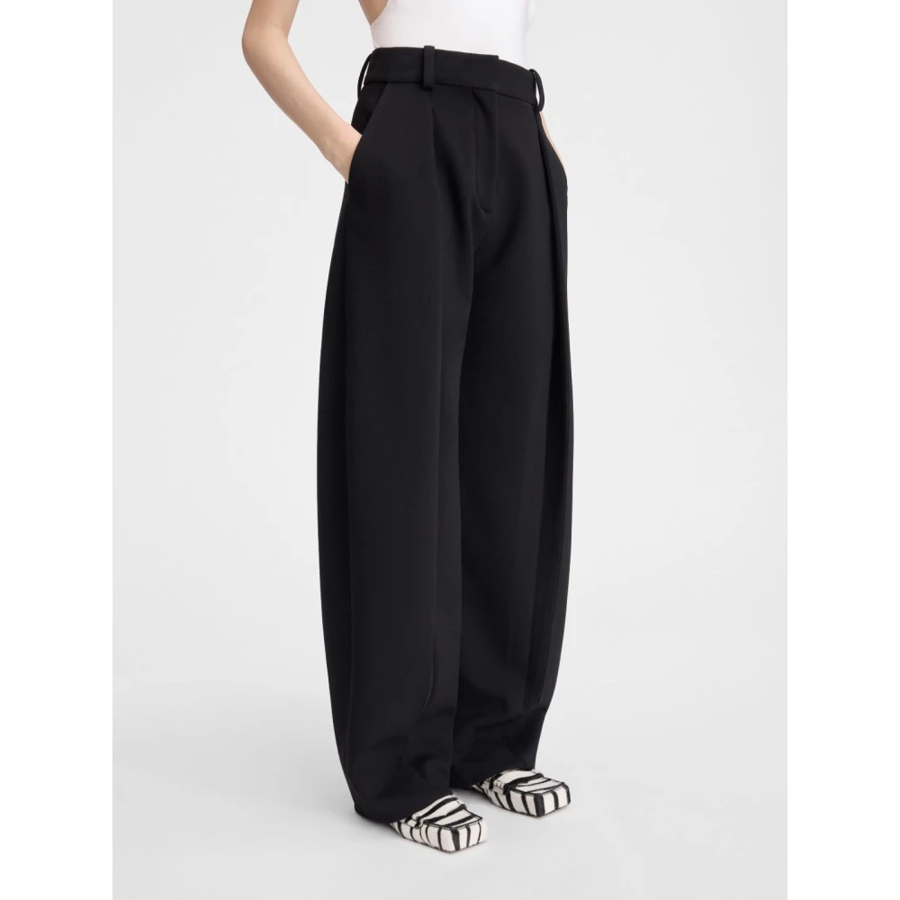 Jacquemus Hoge taille wijde pijpen broek met unieke details Black Dames