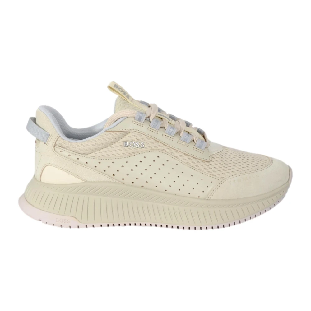 Hugo Lichte Leren en Suède Sneakers Heren Schoenen Beige