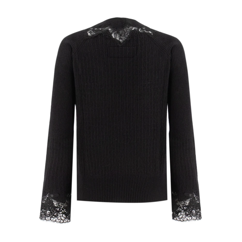 Ermanno Scervino V-hals Kant Trui Black Dames