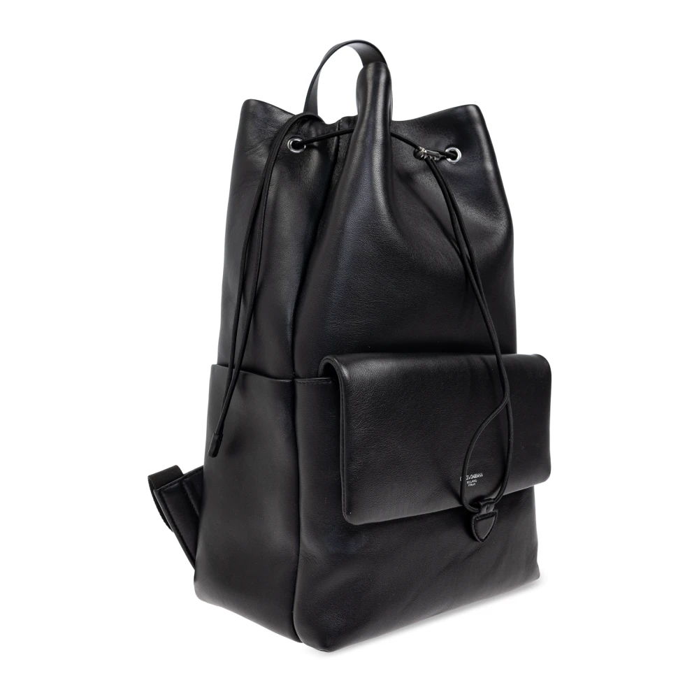Dolce & Gabbana Leren rugzak Black Heren