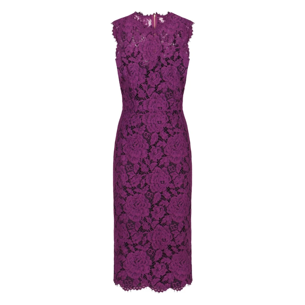 Dolce & Gabbana Women's Purple Lace Midi Sheath Dress