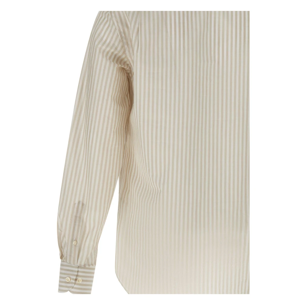 PAUL & SHARK Verticaal Gestreept Katoenen Popeline Overhemd Beige Heren