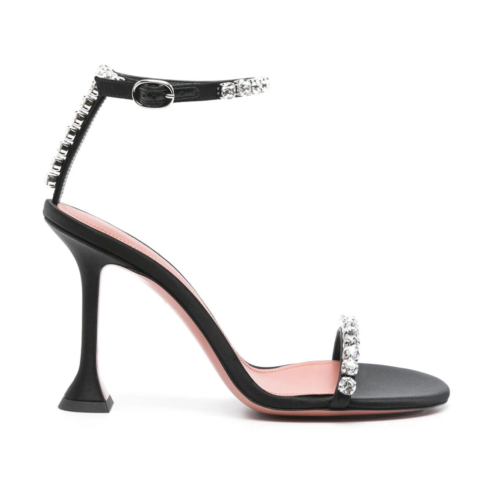 Amina Muaddi Femme Noir Chaussures, Taille: 39 Eu Sandales Es À Lanières