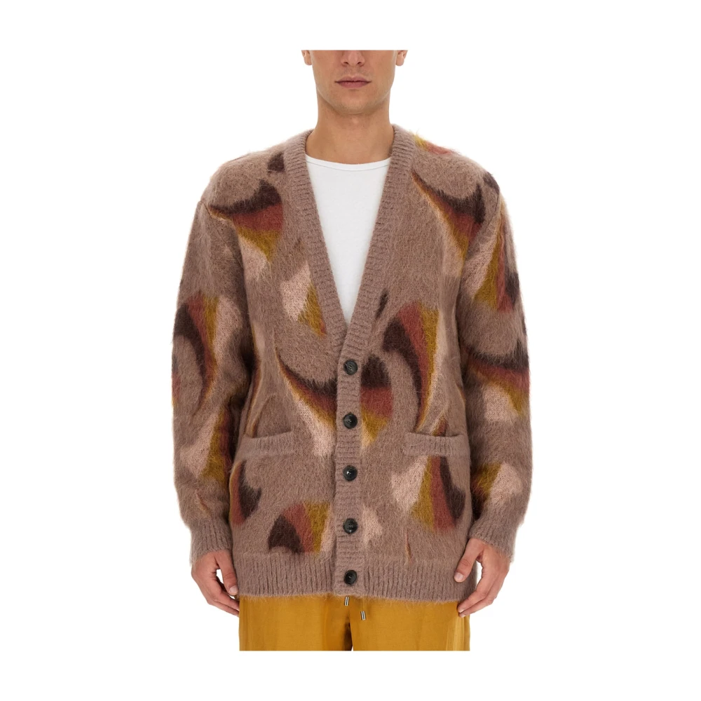 Etro Mohair Blend V-Neck Cardigan Multicolor, Herr