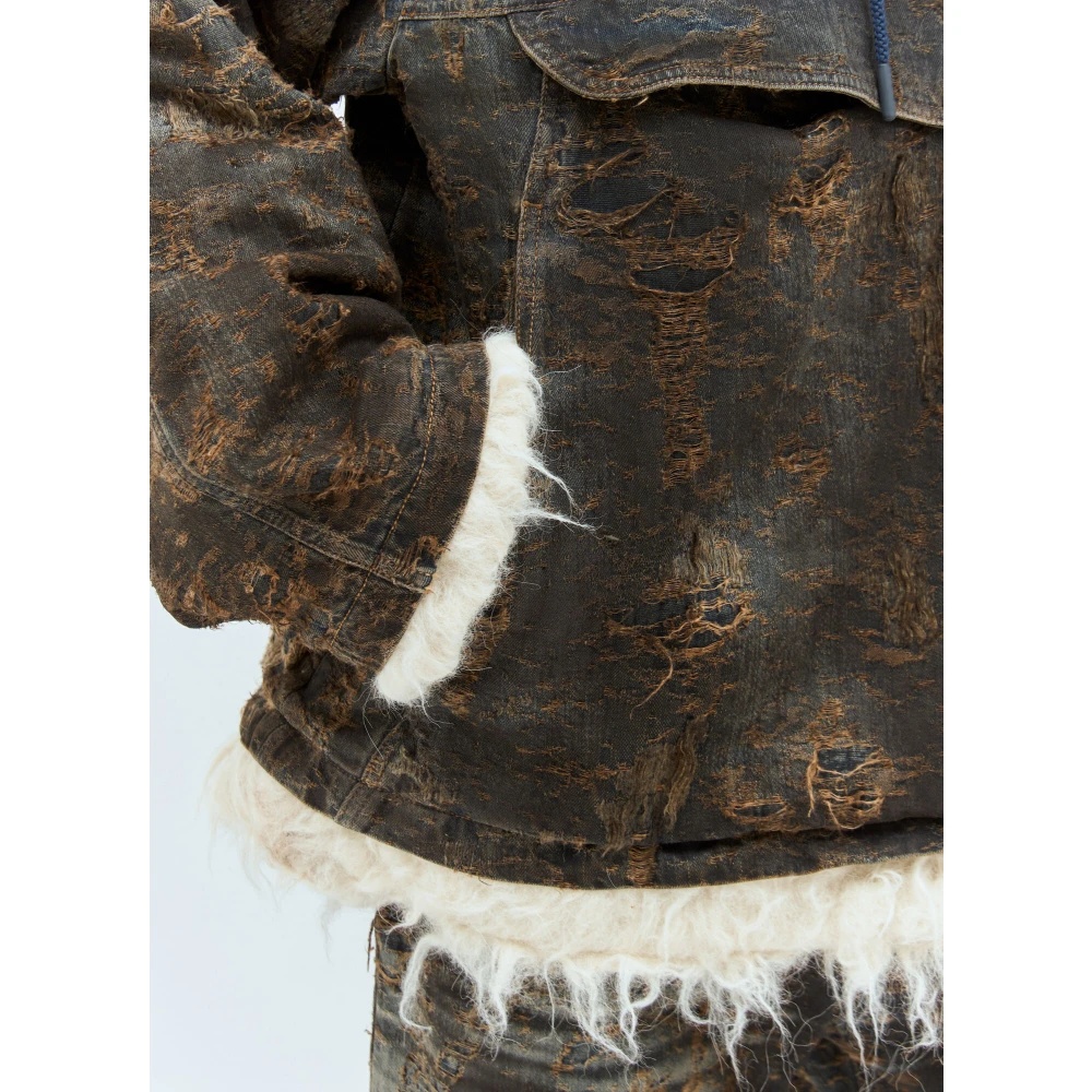 Diesel Anorak jas van gecoate jacquard denim Brown Heren