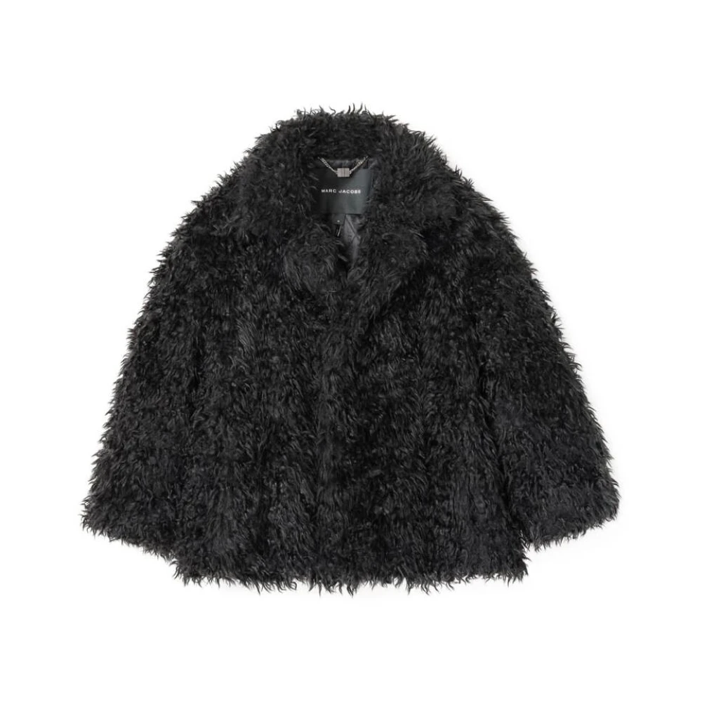Marc Jacobs Zwarte Faux-Fur Jas met Revers Black Dames