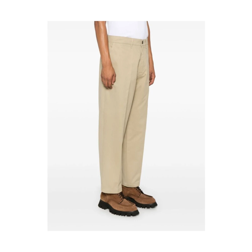 Cruna Beige Katoenen Gabardine Wijde Pijp Broek Beige Heren
