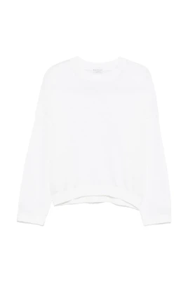 Vit Crew Neck Tröja Drop Axel