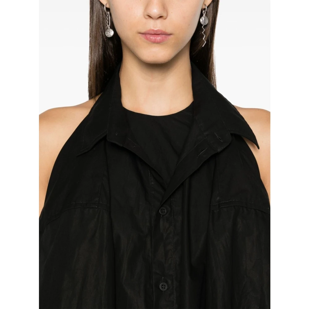 Balenciaga Poplin Trompe l`oeil Jurk Black Dames
