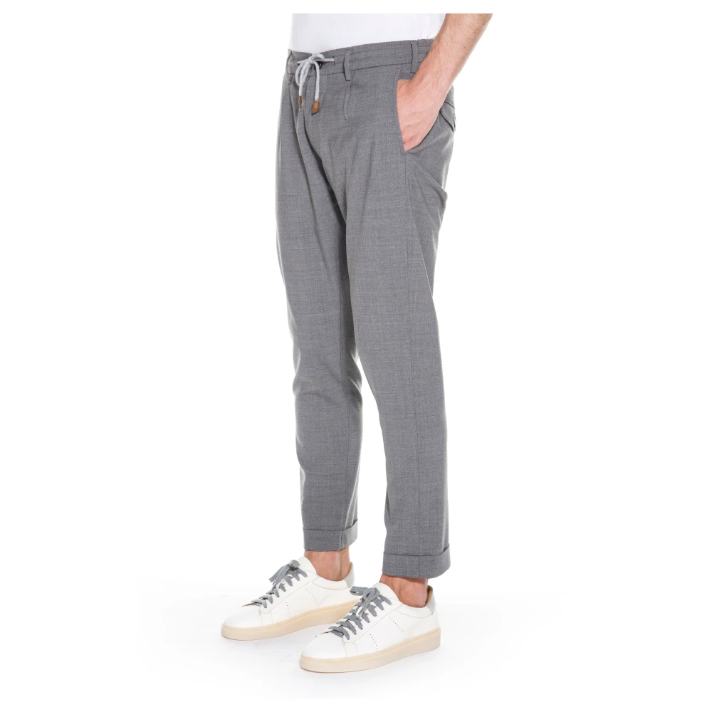 Eleventy Jogger wollen broek met suède afwerking Blue Heren