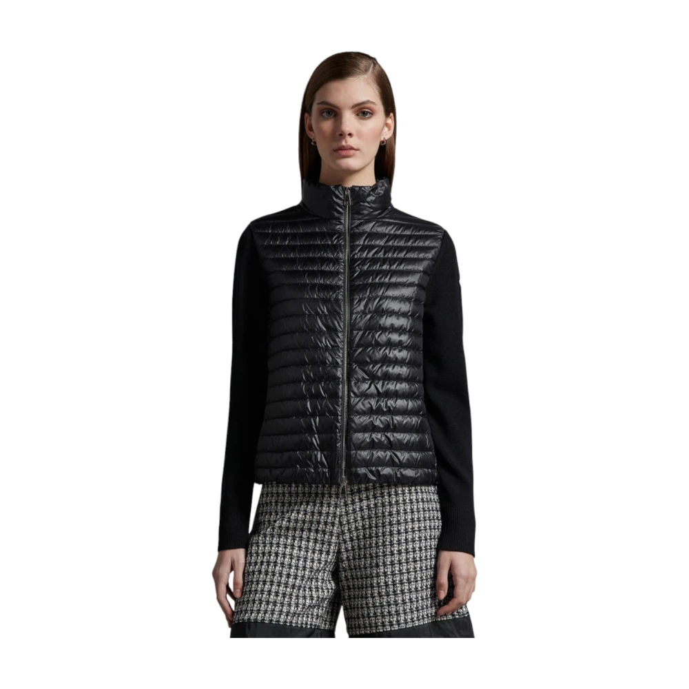 Moncler Gewatteerde wollen vestjas zwart Black Dames