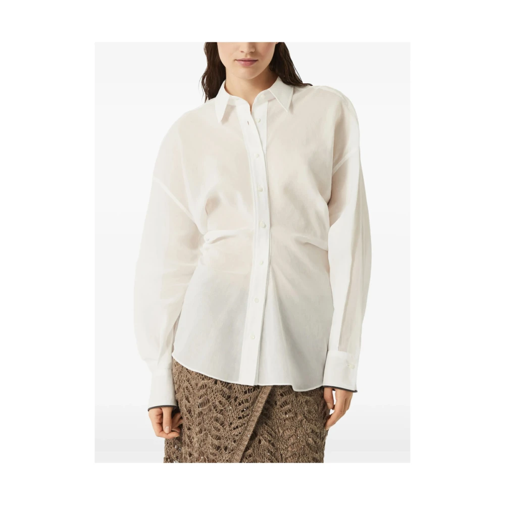BRUNELLO CUCINELLI Witte Klassieke Kraag Blouse White Dames