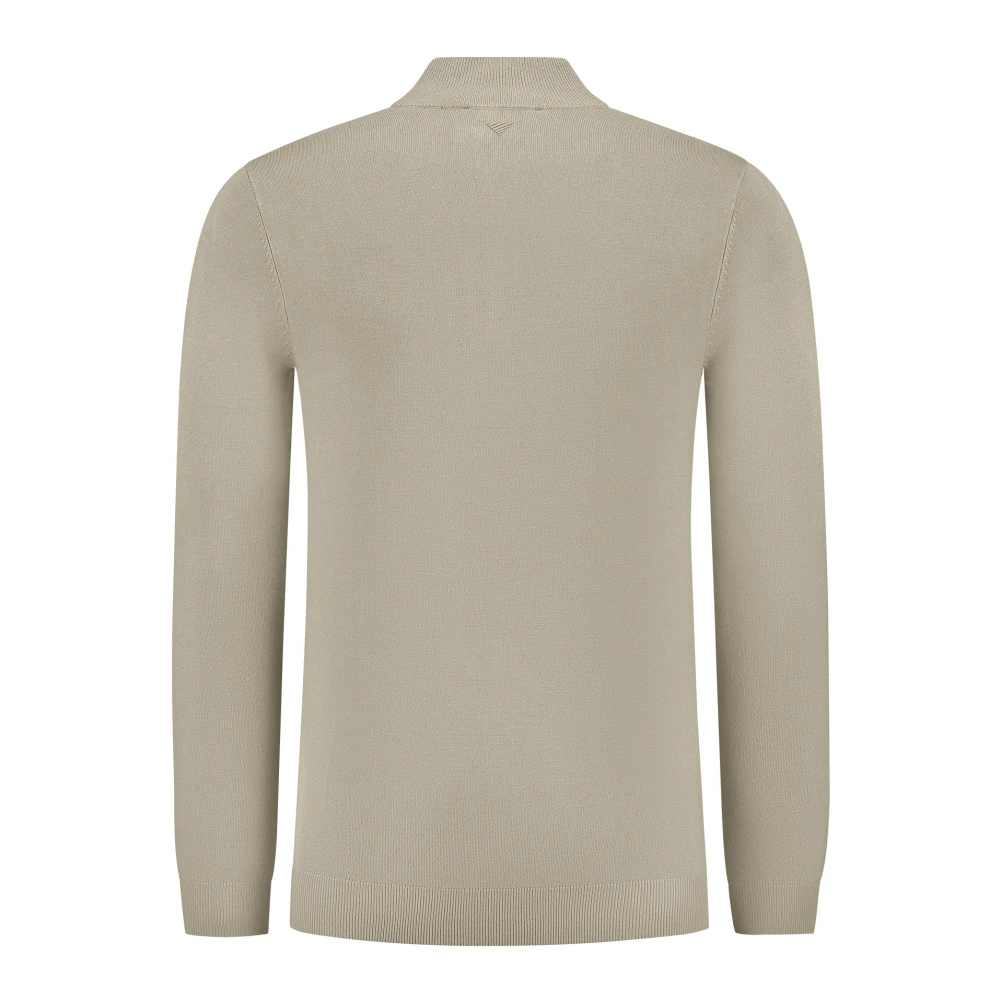 Pure Path Essentiële Half-Zip Gebreide Trui Beige Heren