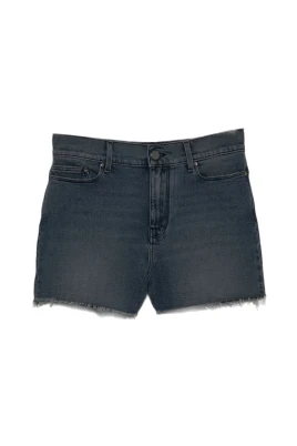 Short Denim Sfrangiato Logo Retro