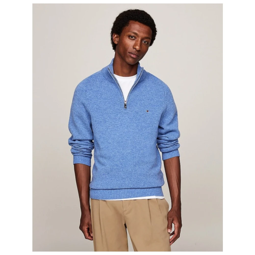 Tommy Hilfiger Wollen half-zip trui Blue Heren