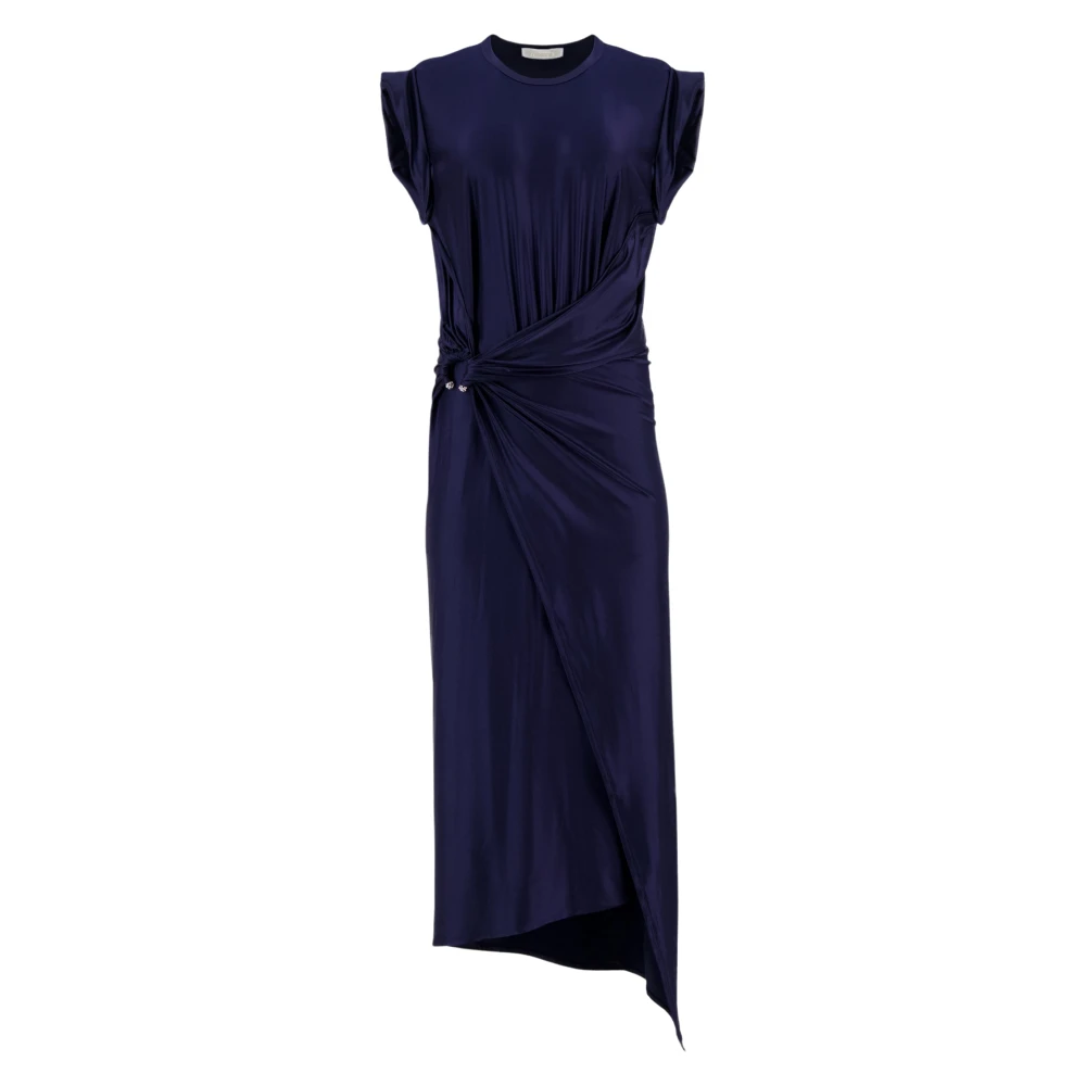 Rabanne Women's Blue Piercing-Detail Midi Dress, Gowns, 3XS, Dresses