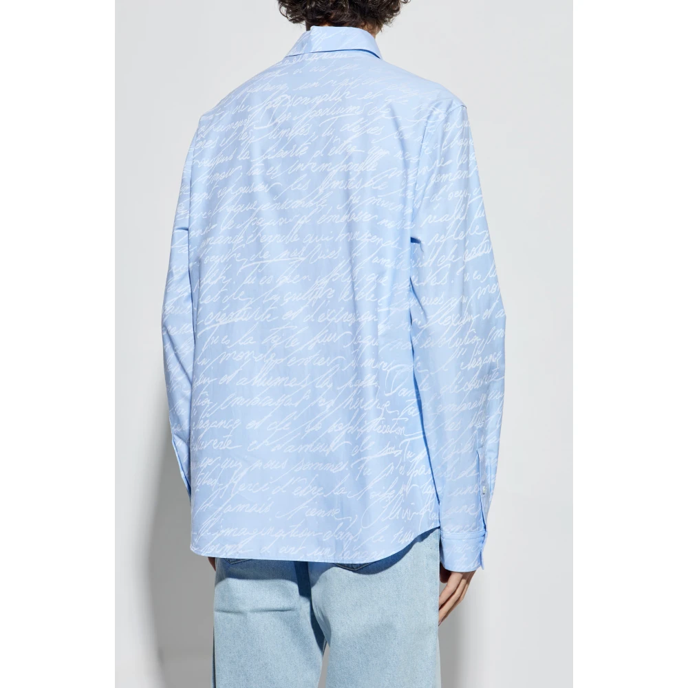 Balmain Love Letter Shirt met Lange Mouwen Blue Heren