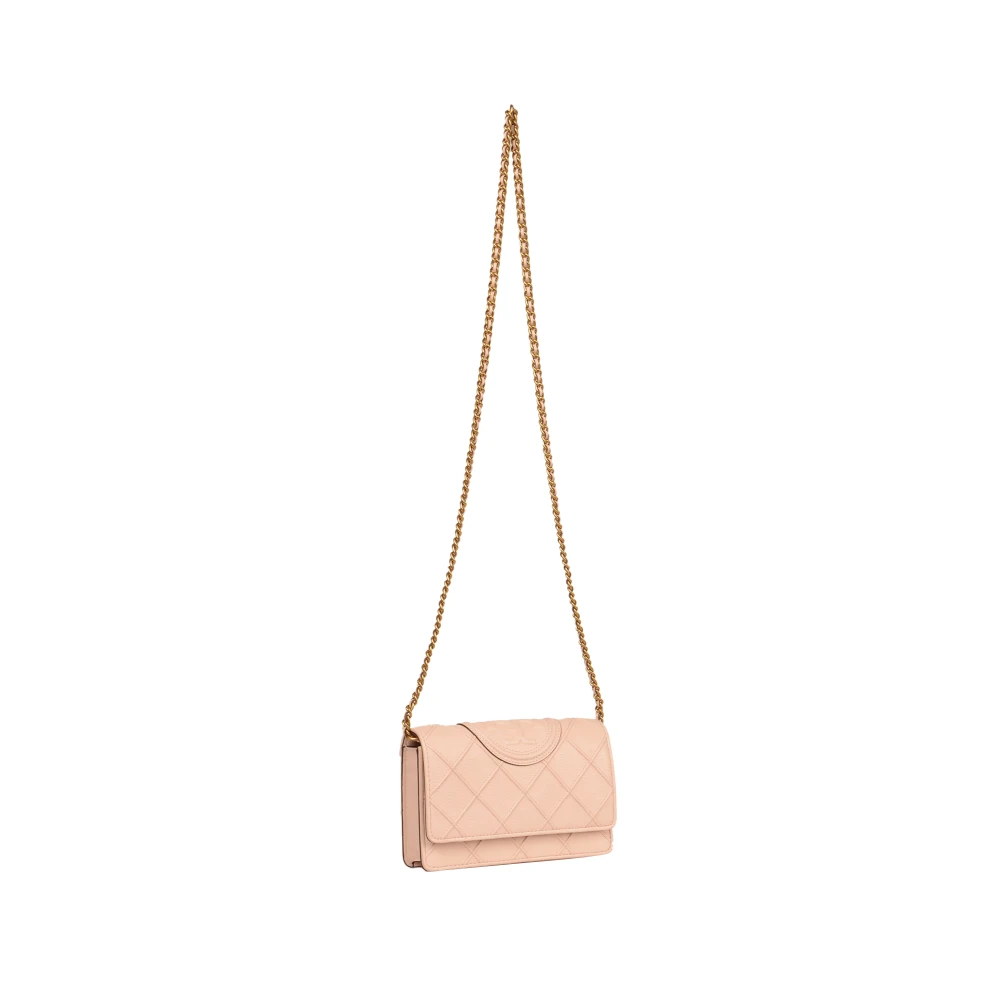 TORY BURCH Zachte Korrelige Kettingportemonnee Pink Dames