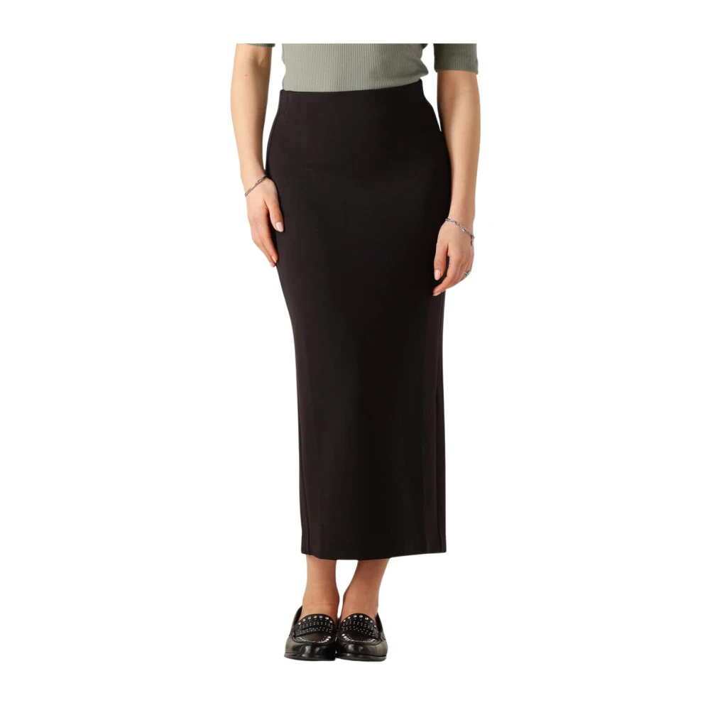 Inwear Black Midi Skirts, Female, Xl, Tencel Midi Skirt
