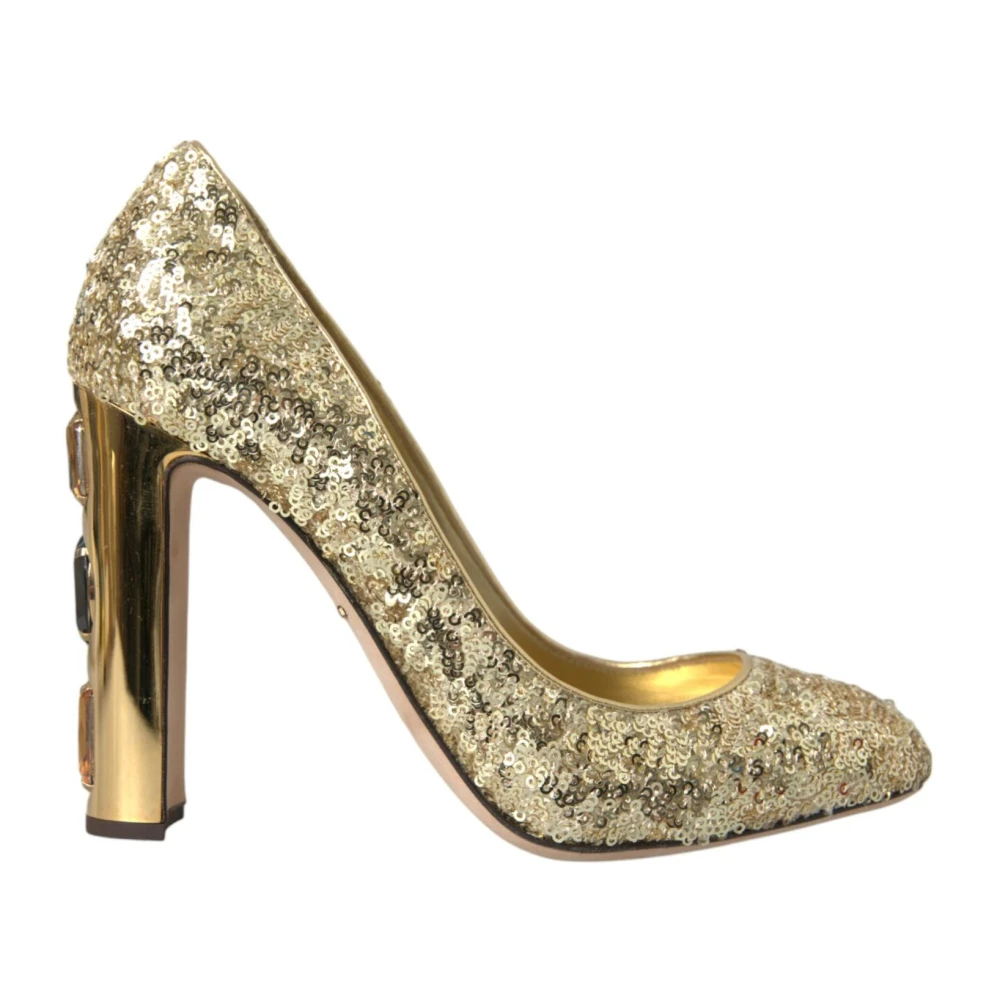 Dolce & Gabbana Guld Kristallutsmyckade Klackar Pumps Yellow, Dam