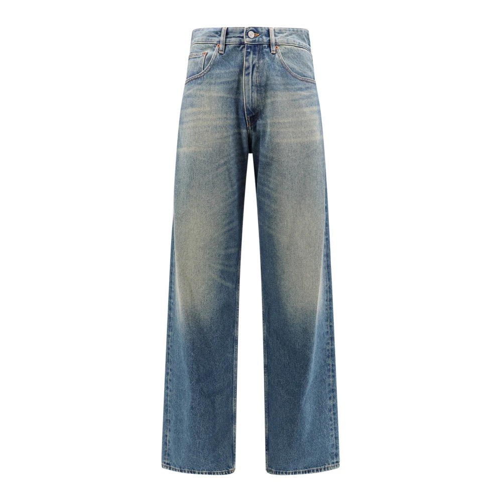 MM6 Maison Margiela Wide Leg Jeans met Numeric Signature Blue Heren