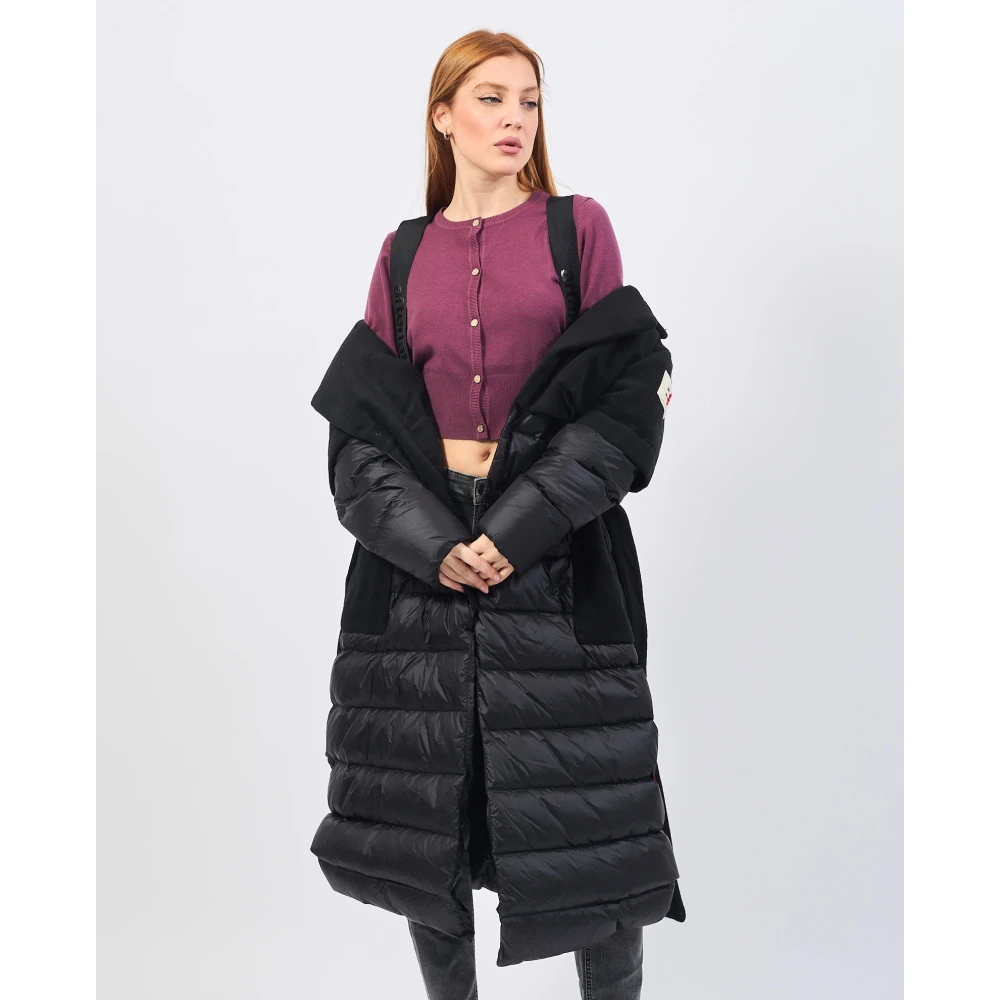 Afterlabel Lang Zwart Gewatteerd Jas Black Dames