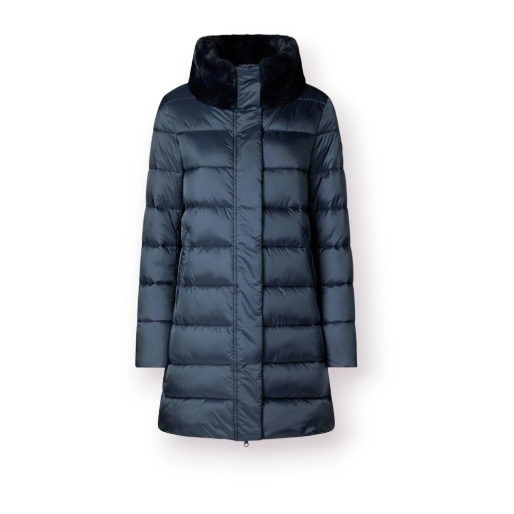 Save The Duck Blauwe Lange Pufferjas Vrouwen Blue Dames