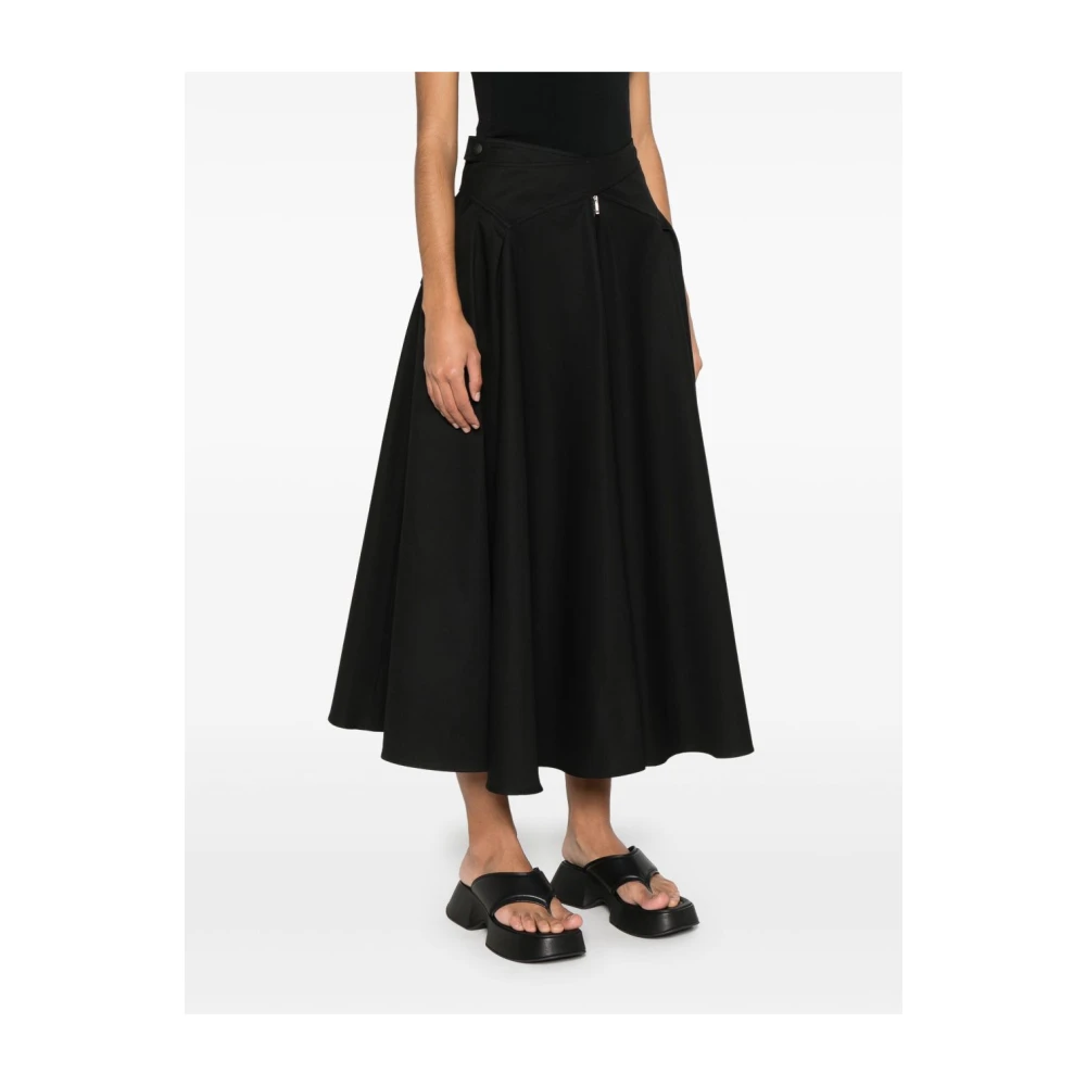 Msgm Zwarte Geplooide Rok met Zakken Black Dames