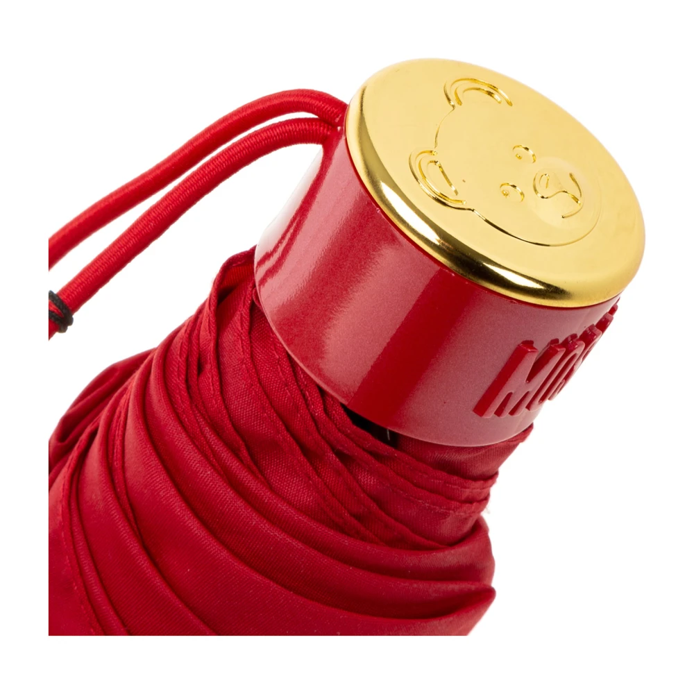 Moschino Gestreepte Supermini Paraplu met Drukknoopsluiting Red Dames