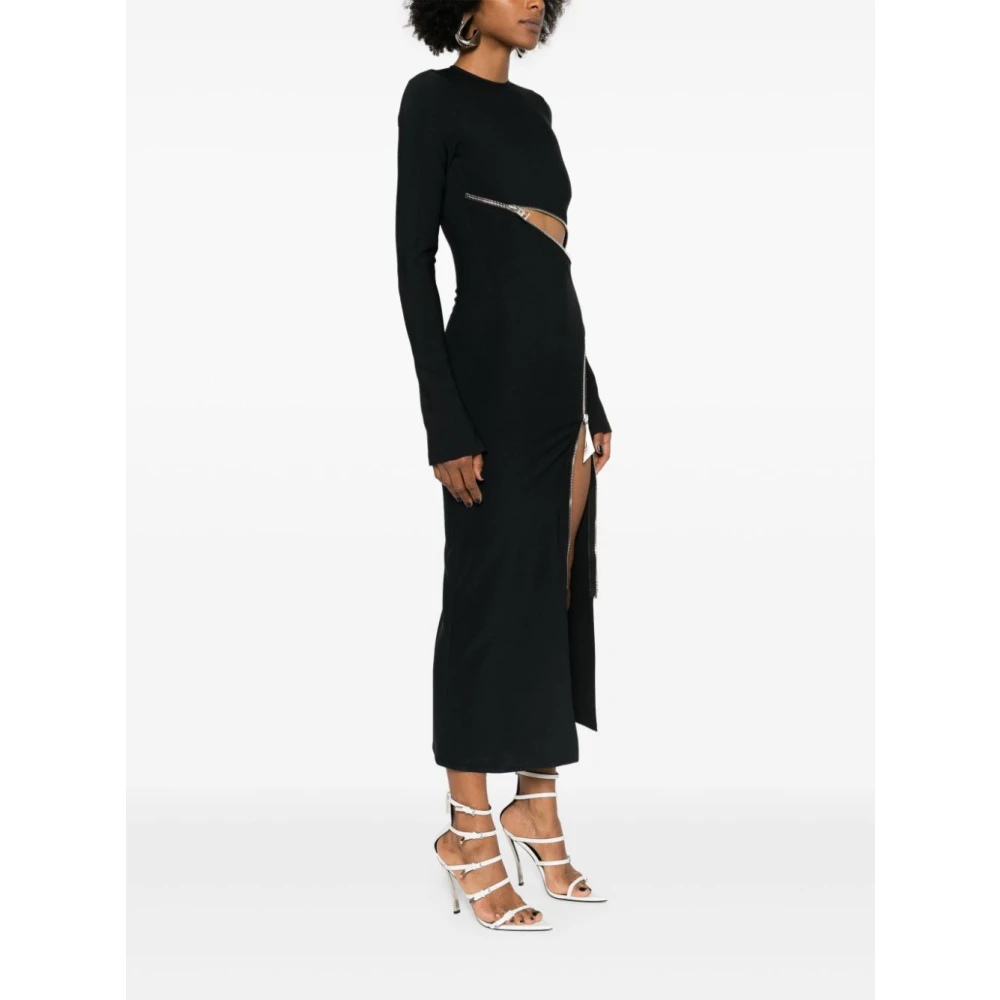 The Attico Zwarte Crepe Stretch Midi Jurk Black Dames