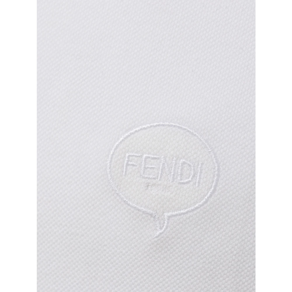 Fendi Witte Polo Shirt met Blauwe Details White Heren