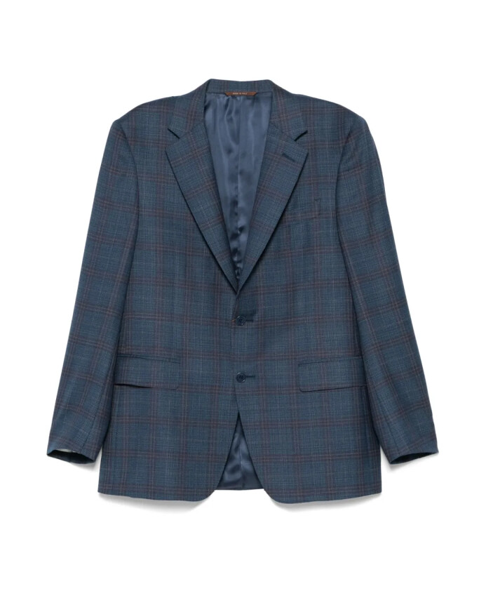 navy-geruite-blazer-knoopsluiting-voorzijde