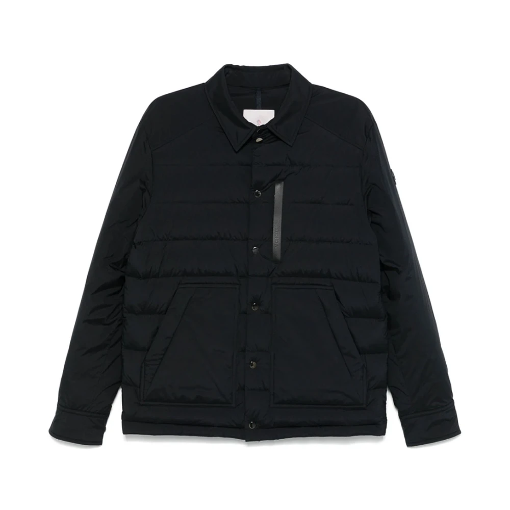 Moncler Korte Zwarte Donsjas met Logo Black Heren