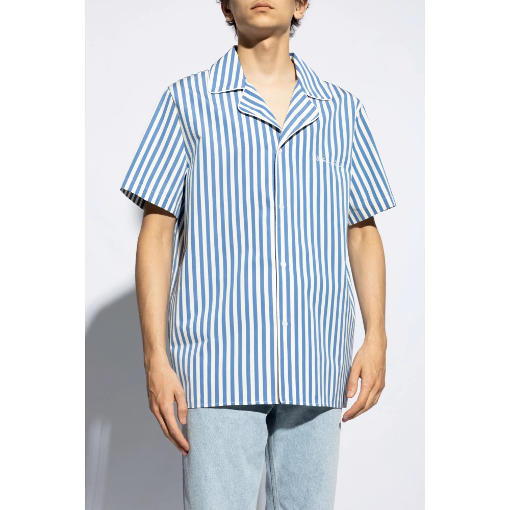 Balmain Logo Shirt Blue Heren