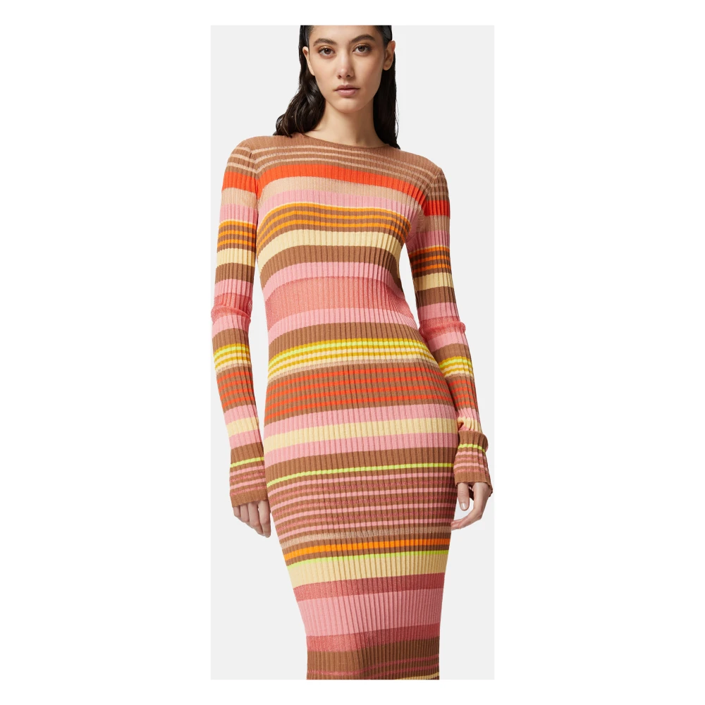 pinko Regenboog Ribben Linnen Jurk Multicolor Dames