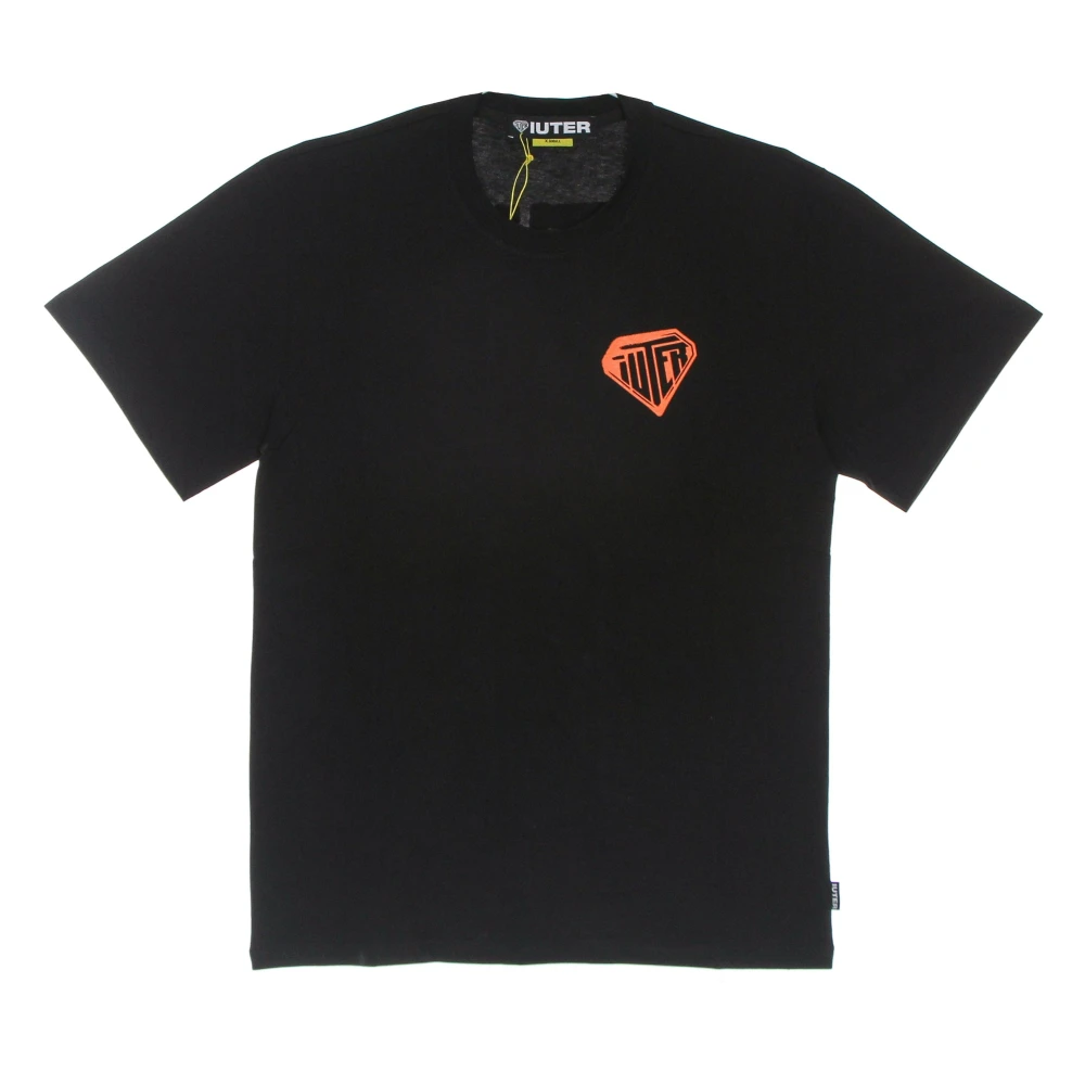 Iuter Zwarte Stencil Tee Korte Mouw T-shirt Black Heren